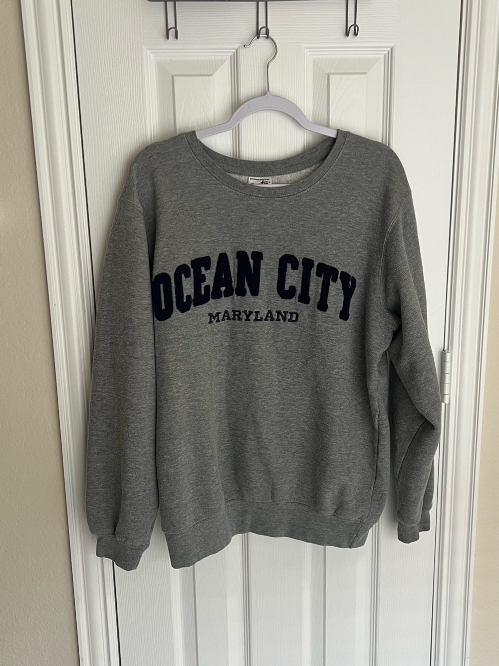 Ocean City Maryland gray and navy crewneck sweatshirt